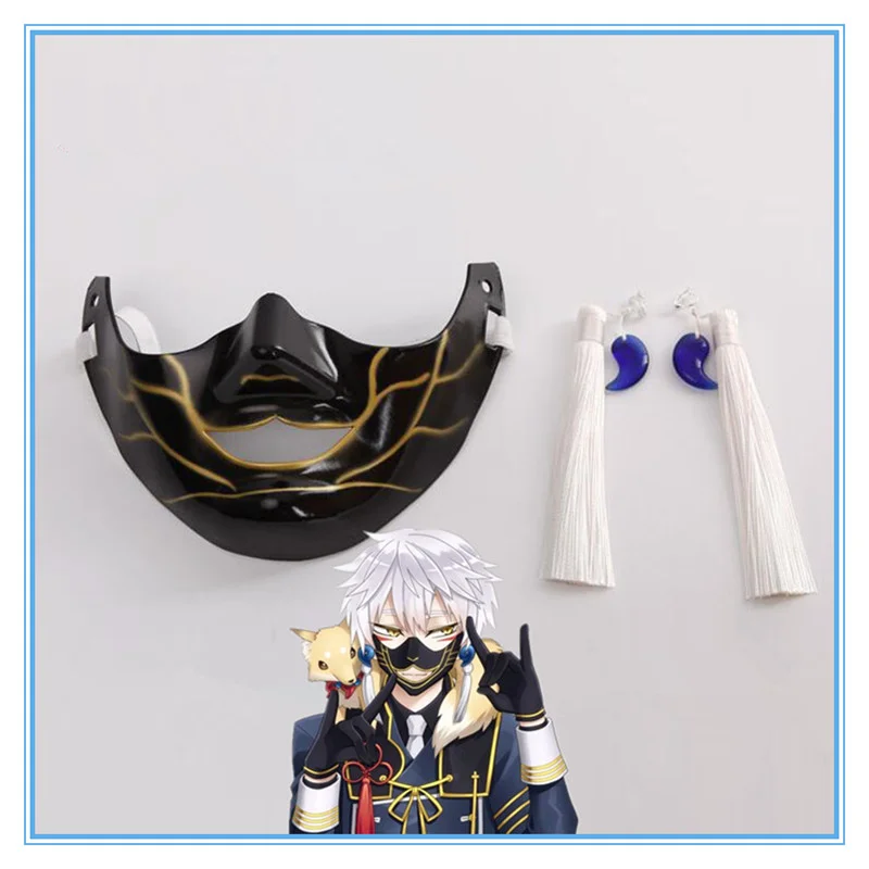 

Touken Ranbu Online Nakigitsune Cosplay Mask Earrings Halloween Carnival Cosplay Costume Accessories Props