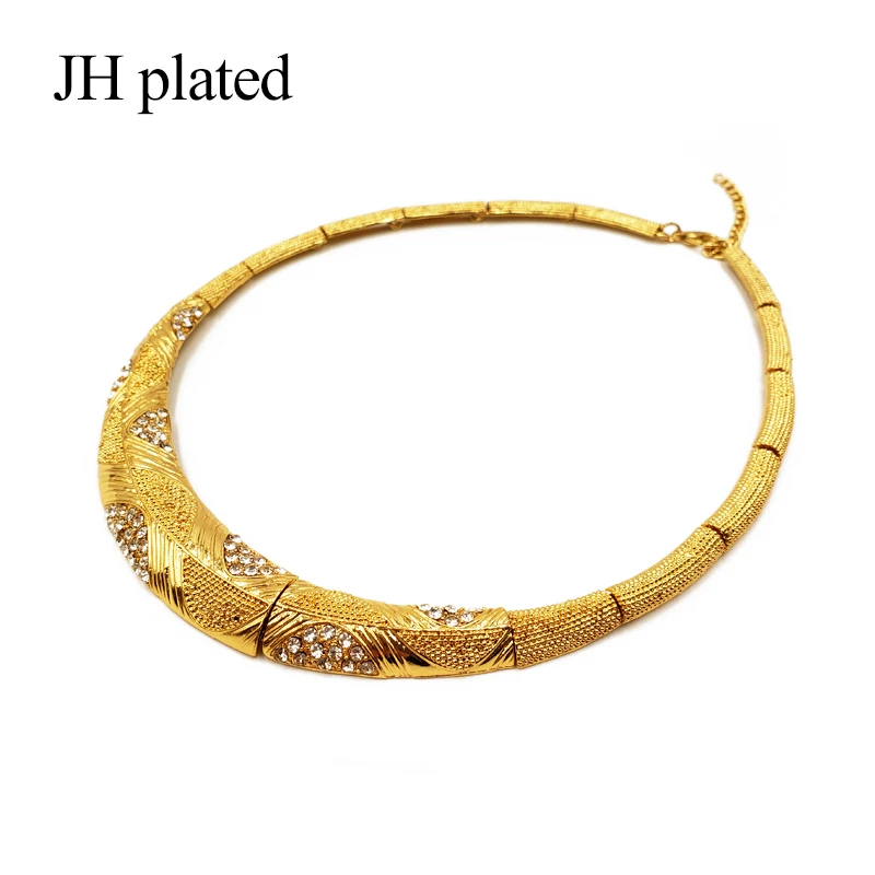 JHplated Новинка Дубай Модные Ювелирные наборы Африканский Золотой цвет свадебные подарки вечерние для женщин браслет ожерелье серьги кольцо