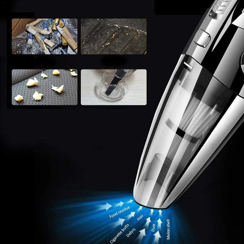 

6000Pa Car Vacuum Cleaner Portable Handheld Cordless Powerful Cyclone Suction Wet/Dry Vacuum for Auto Home US Plug