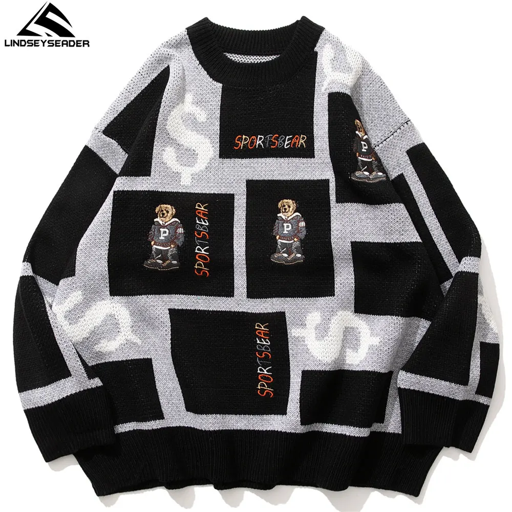 

Мужской пуловер с вышивкой и надписью, Трикотажный Свитер оверсайз в стиле Харадзюку, одежда для улицы, 2021