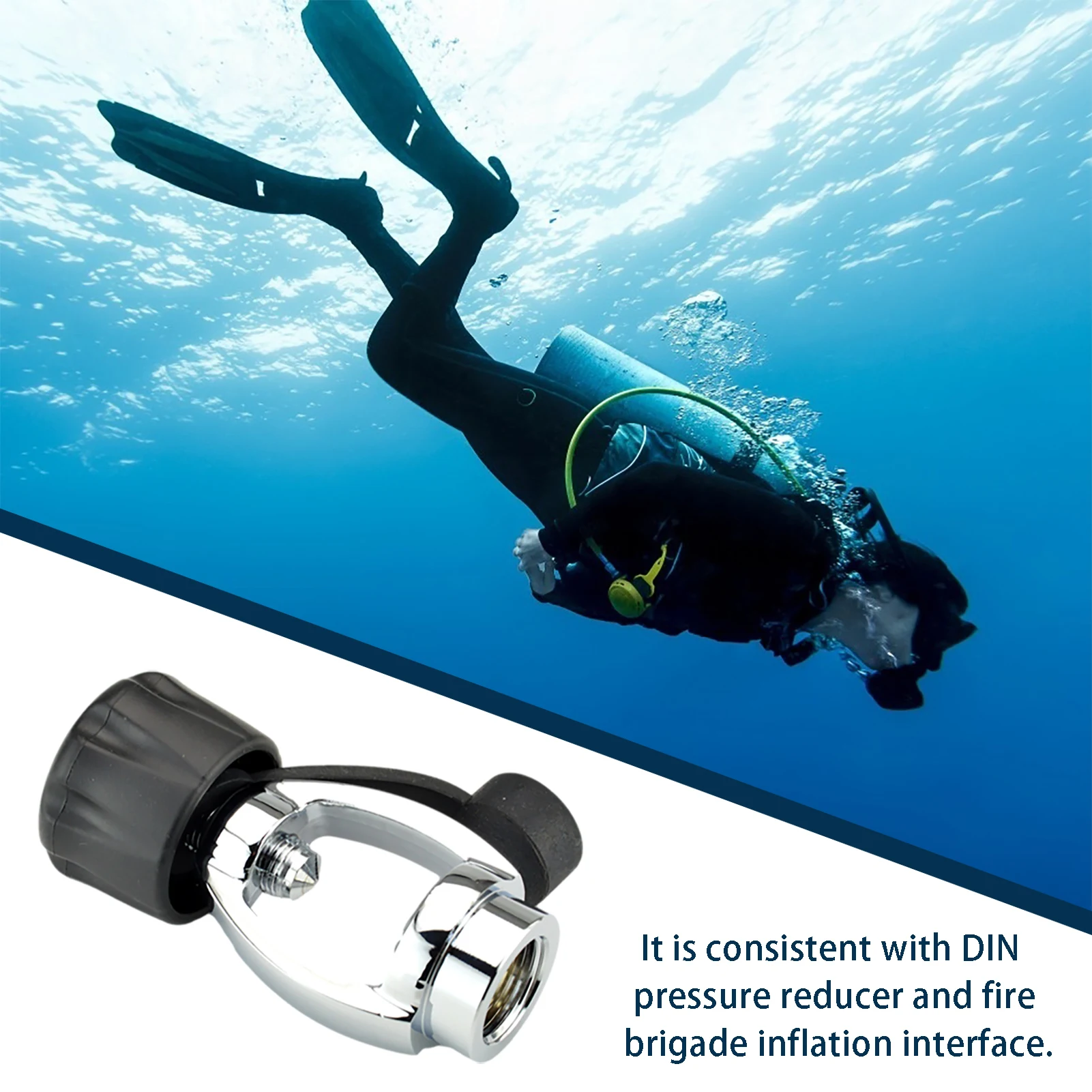

Snorkeling G5/8 Deluxe Scuba Diving Din to Yoke First Stage Regulator Convertor Adapter Octopus Tank Valve with Rubber Dust Cap