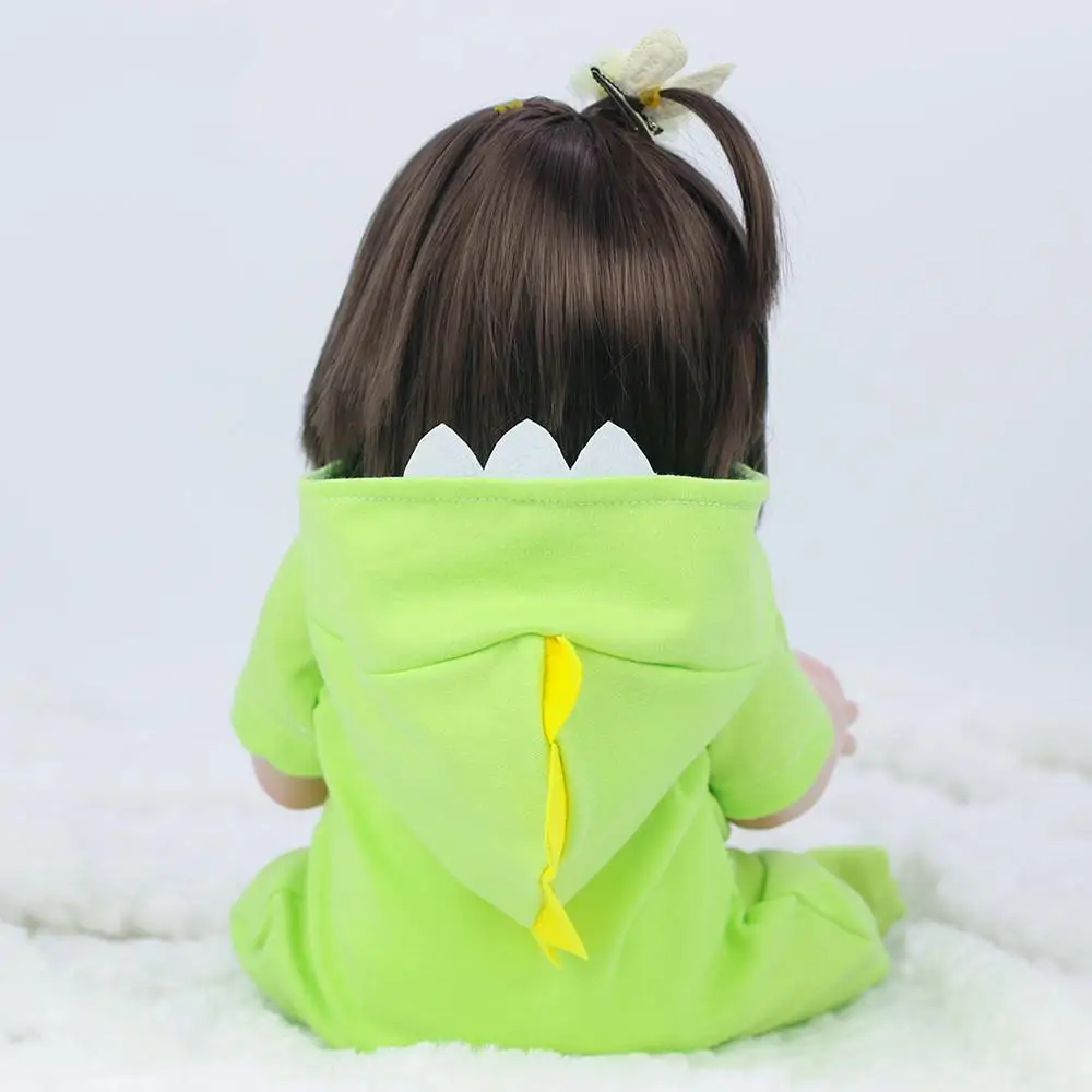 

53cm Cute Little Dinosaur Can Drink Water Pee 360 Rotatable Reborn Baby Doll Full Vinyl Soft Simulation Doll Birthday Gift Doll