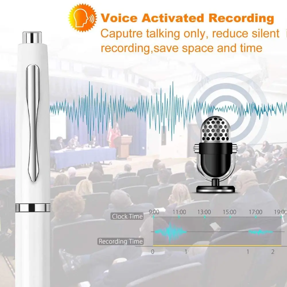 Профессиональная ручка-диктофон V82 16 ГБ портативный HD USB Hi-Fi аудио 192 кбит/с шум