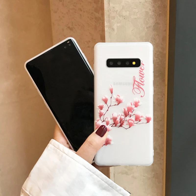 Мягкий чехол YHBBCASES из ТПУ с рельефными мультяшными цветами для Samsung Galaxy S8 S9 S10 Plus