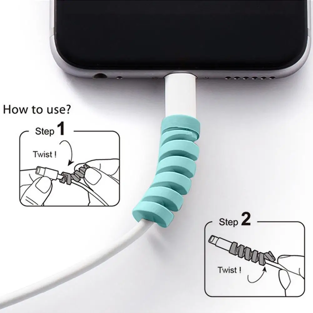 

Spiral Charging Cable Protector Saver Cover for iPhone Android USB Charger Cable Cord Protective Storage Sleeve Car Stowing Tidy