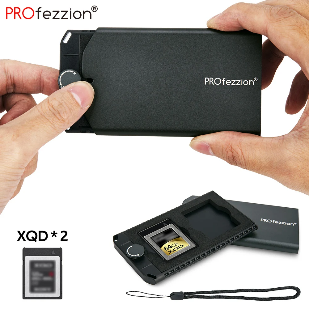 PROfezzion-carcasa de Metal duro para tarjeta de memoria, Protector de caja de torage Interior suave de EVA para tarjeta XQD/CFexpress tipo B