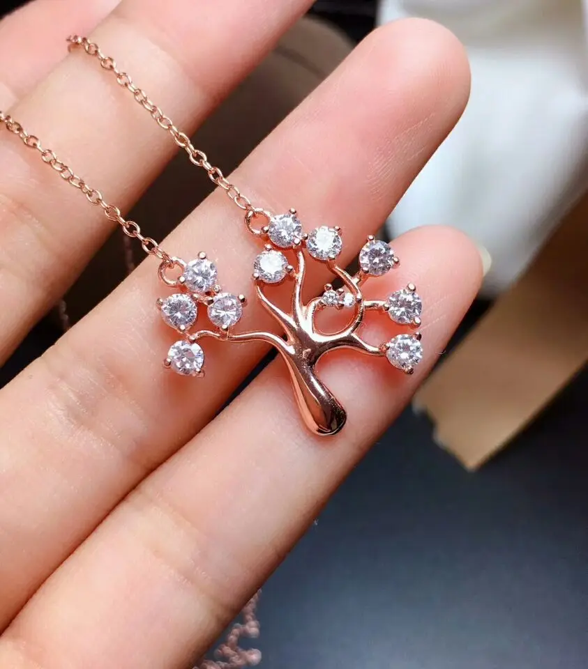 Ожерелье MeiBaPJ с подвеской в виде рождественской елки бриллиантами 3 мм для женщин