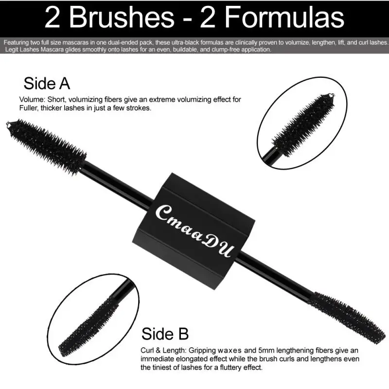 

CmaaDu Double Head Mascara Silk 4D Eyelashes Growth Waterproof Long Thick Eye Removable Not Blooming Mascara Eye Makeup TSLM2