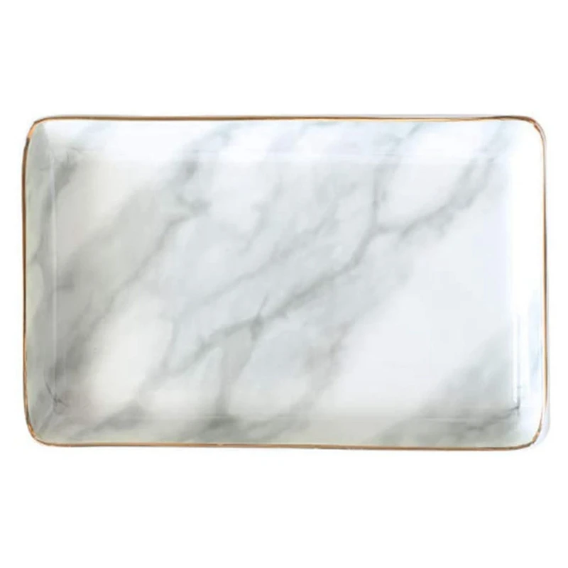 

Marble Ceramic Jewelry Tray Ring Necklace Display Desktop Storage Box & Jewelry Display with Marble Stand