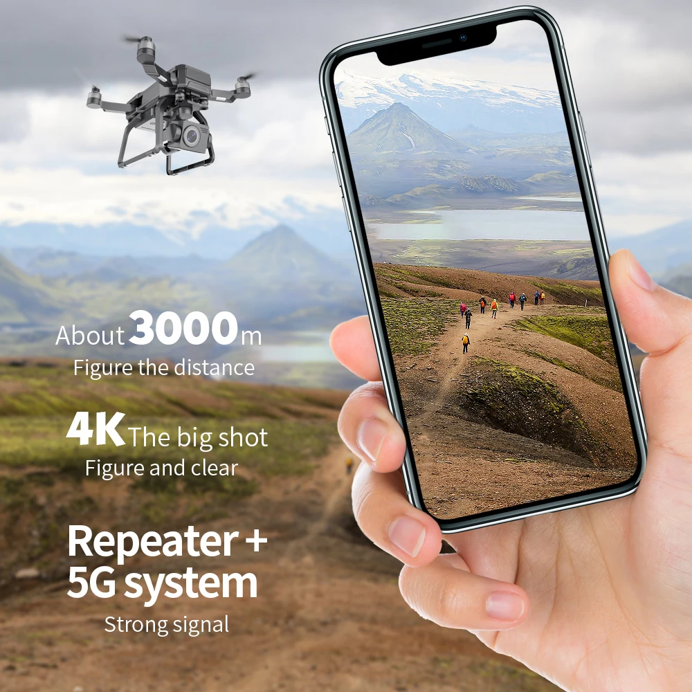 Квадрокоптер SJRC F7 Pro 4K с камерой и 3 осевым карданом 5G GPS максимальное время полета