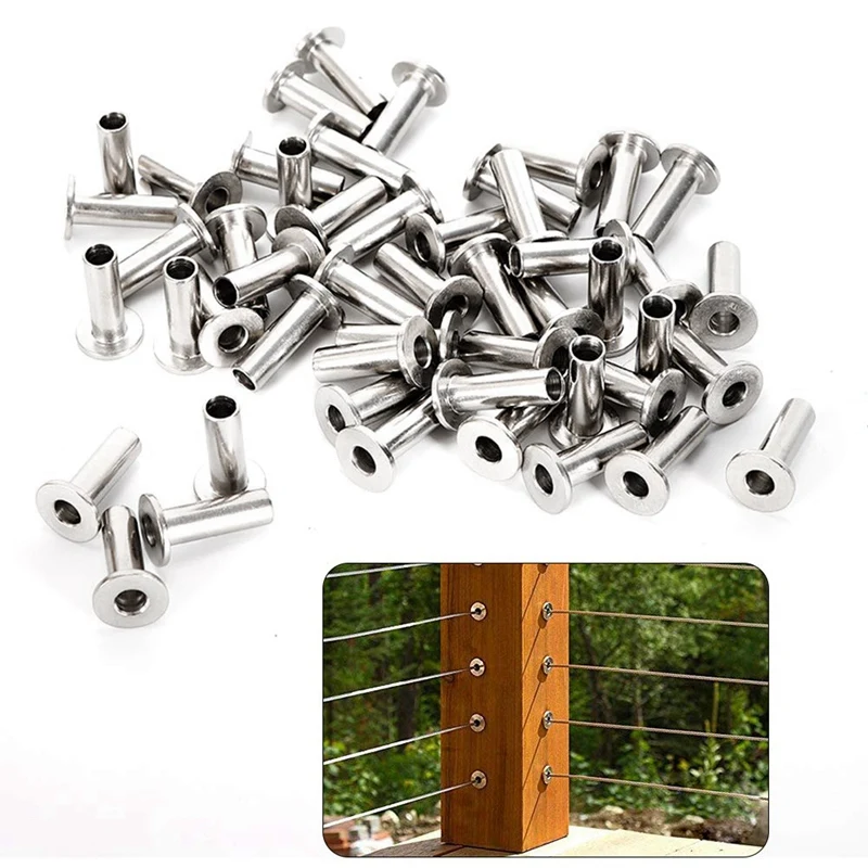 Защитные рукава из нержавеющей стали для 1/8 дюймовых кабельных перил деревянные