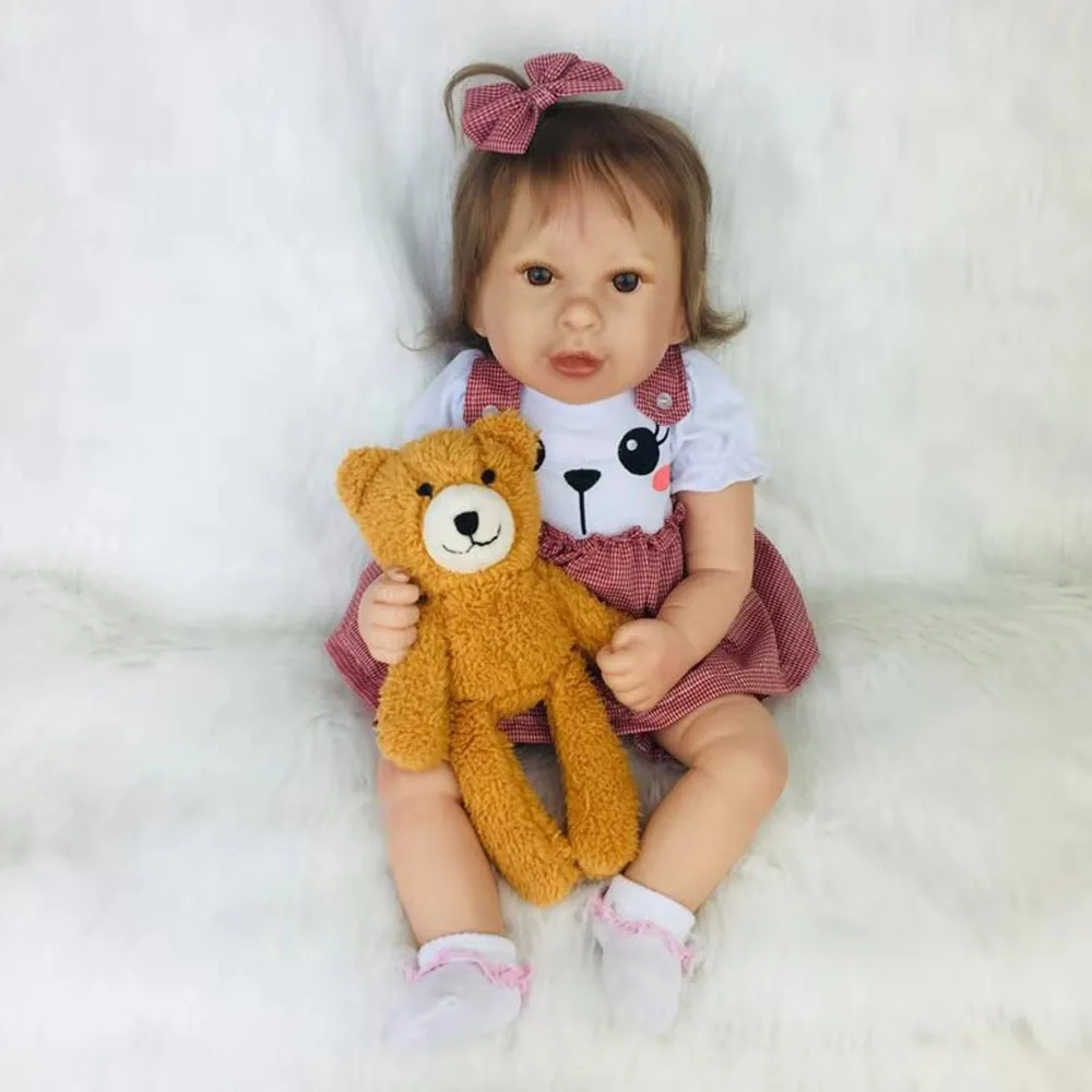 bear(yellow brown) Кукла авани 'jolie' кукла-реборн новорожденный куклы реалистичные модные куклы Реалистичная из мягкого силикона виниловые детские куклы - Цвет: bear(yellow brown)
