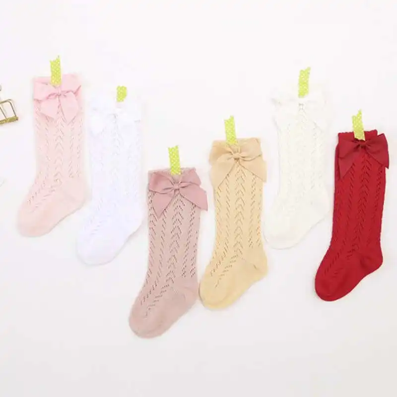 Warmom с большим бантом Гетры Высокие мягкие хлопковые детские петля носки для