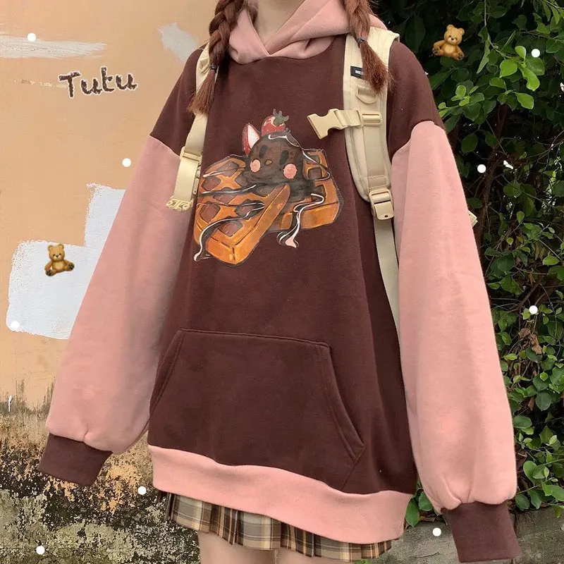 

Y2k Harajuku Aesthetic Anime Hoodie Women Korean Kawaii Crewneck Long Sleeve Oversized Streetwear Kpop Thick Winter Clothes Tops