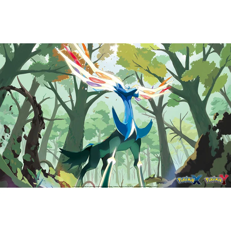 

Bandai Pokemon Playmat Xerneas Mat PTCG Acessories for Children Trading Cards Games Board Game Pads Children Aquarelle