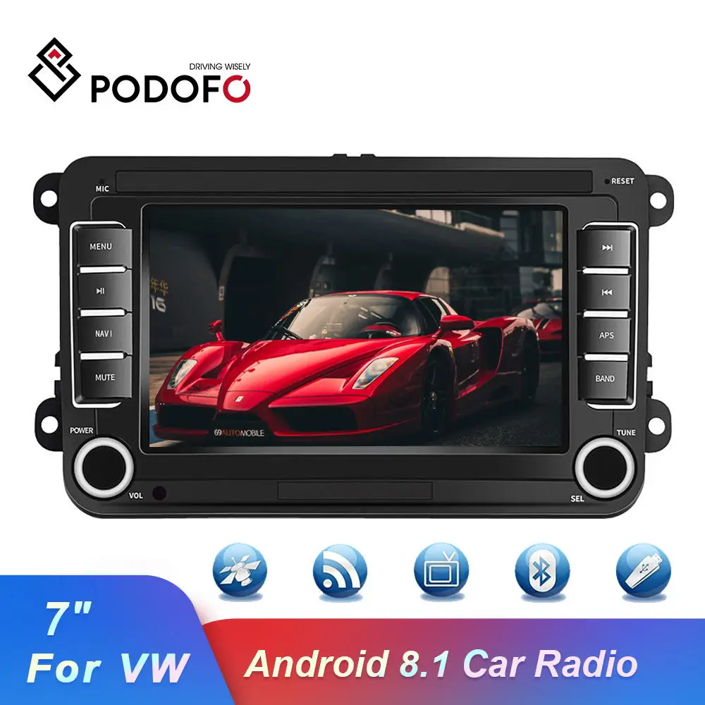 Автомагнитола Podofo 2 Din Android 8 1 GPS MP5 мультимедийный видеоплеер 7 дюймов Wi Fi стерео