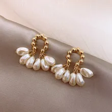 2020 South Korea New Fashion Baroque Pearl Earrings Temperament Personality Versatile Pendant Earrings Elegant Jewelry For Women