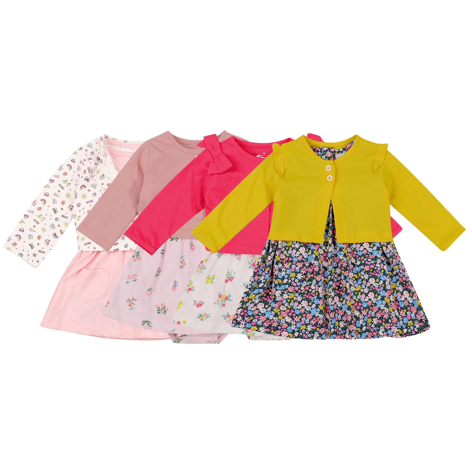 

Модный комплект одежды для маленьких девочек от 0 до 24 месяцев, платье без рукавов с цветочным принтом + куртка с длинным рукавом, топ, 2 шт.