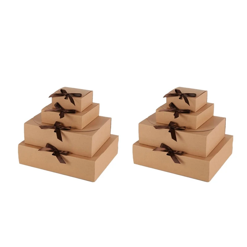 

8PCS Gift Box Kraft Paper Packing Box Party Gift Holiday Candy Box Gift Carton Diy Crafts
