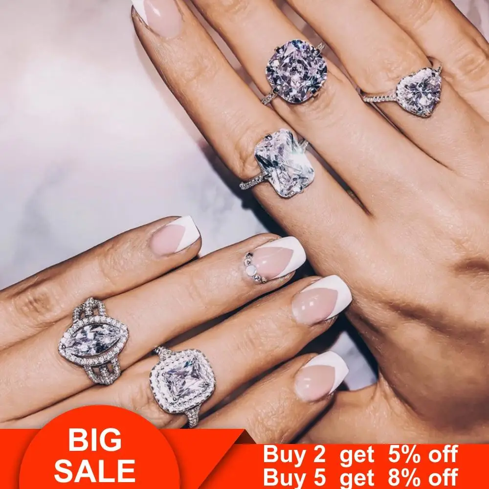 50 стиля ручной работы кольца реальные 925 стерлингового серебра AAAAA Cz камень