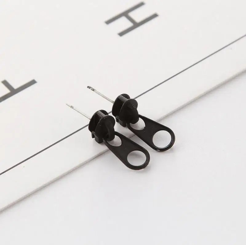 Модные стильные серьги гвоздики на молнии для мужчин и женщин винтажные в стиле