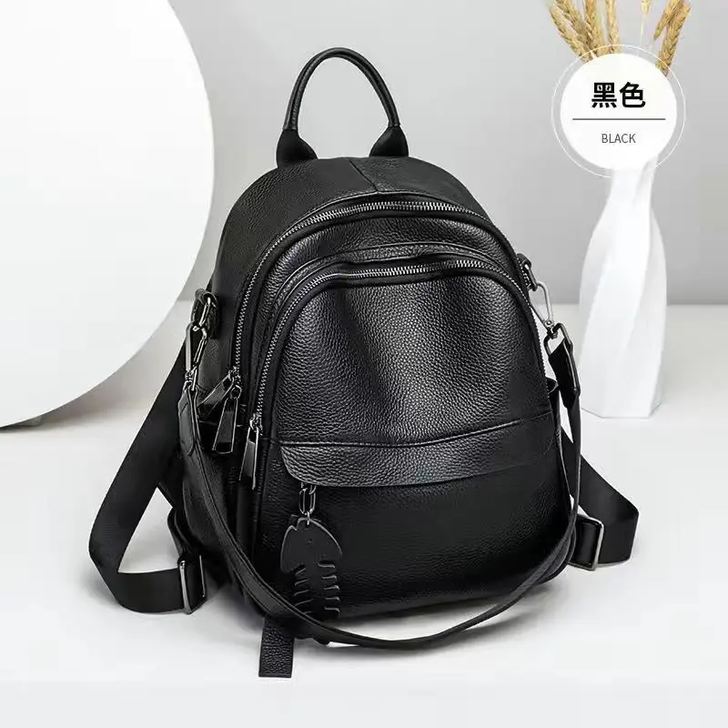 

Кожаный рюкзак, новинка 2021, модная Высококачественная кожаная школьная сумка первого слоя, вместительный дорожный рюкзак