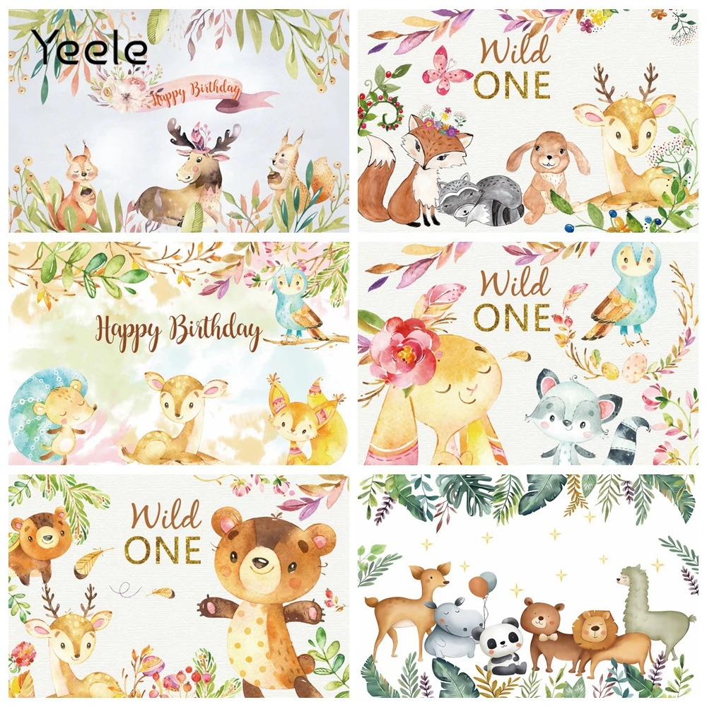 Yeele джунгли цветы дикие животные Лось Медведь Новорожденный день рождения