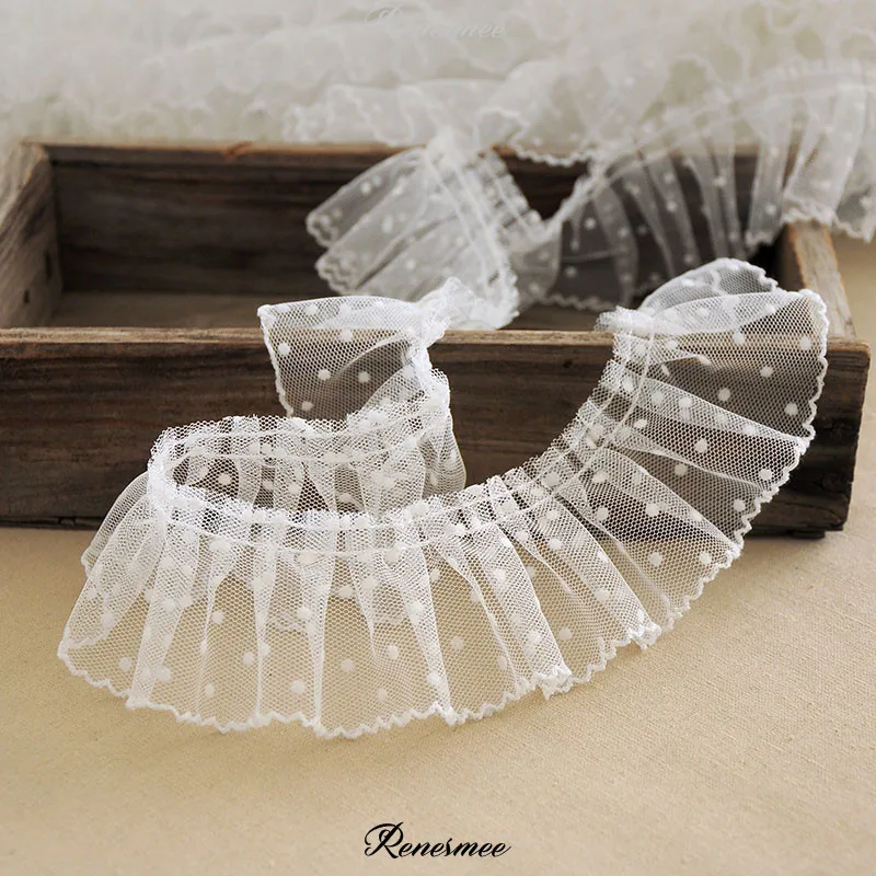 Милые черно-белые точки 2 м длина 6 см волны плиссированные сетчатые вставки