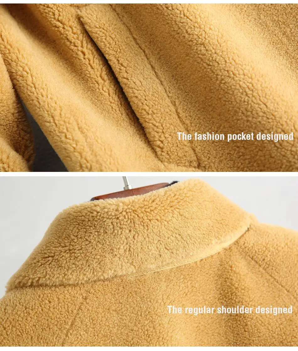 

Autumn Winter Real Composite Lamb Fur Coat Women Genuine Shearling Wool Fur Coat/Jacket with Faux Suede Leather Liner A164
