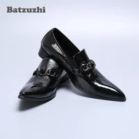batzuzhi luxury male formal party flats italian type leather mens dress shoes vintage pointed toe chaussure homme big size 46