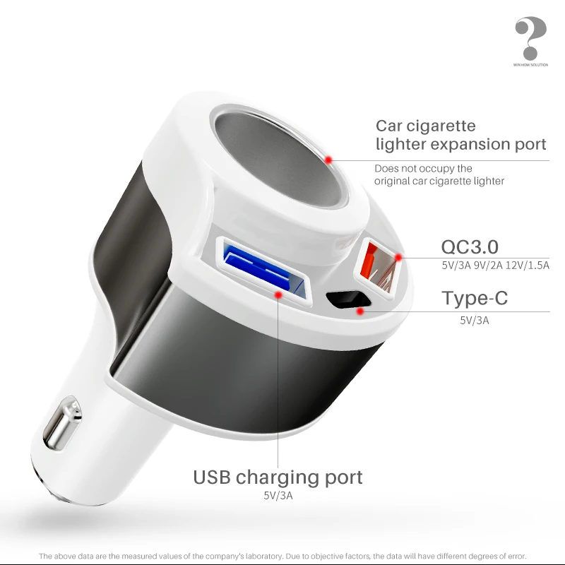 Автомобильное зарядное устройство WIN HOW QC3.0 быстрая зарядка USB-зарядное типа C