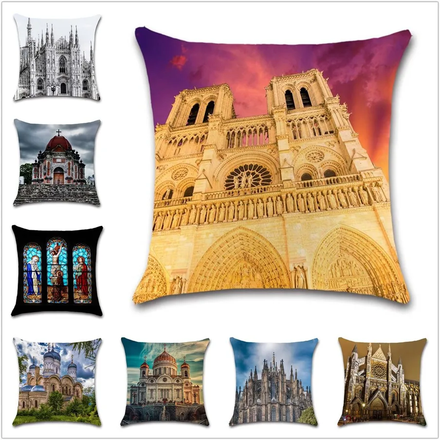 Художественное классическое здание собор церковь белый чехол для подушки