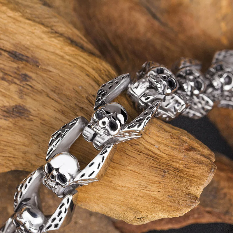 

Hemiston Hot Selling Titanium Steel Original Retro Skeleton Bracelet Stainless Steel Bracelet