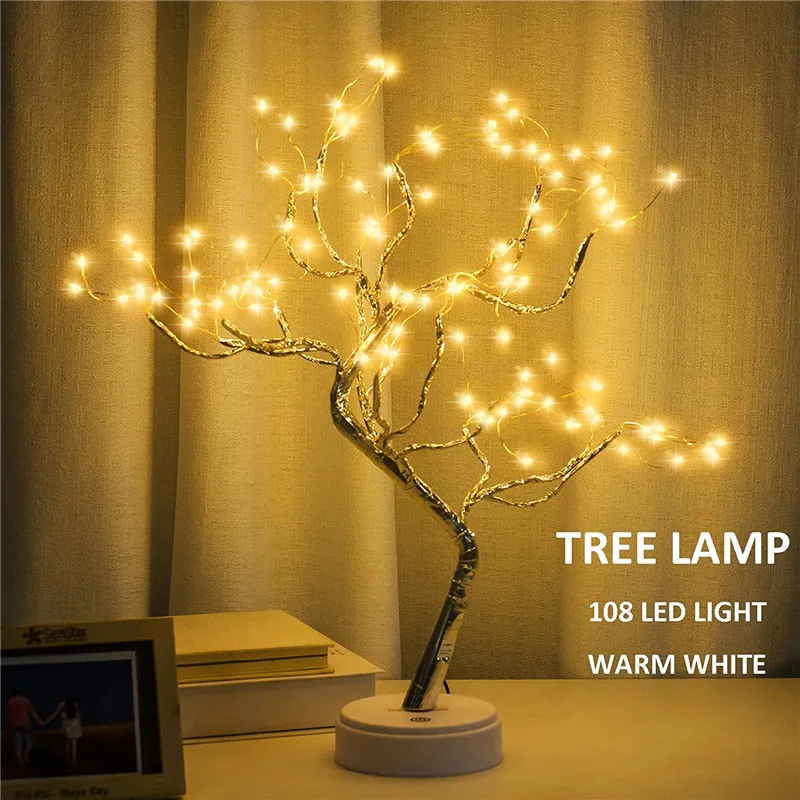 

LED Copper Wire Night Light Tree Fairy Lights Home Decoration Night Lamp For Bedroom Bedside Table Lamp USB and Battery Operated