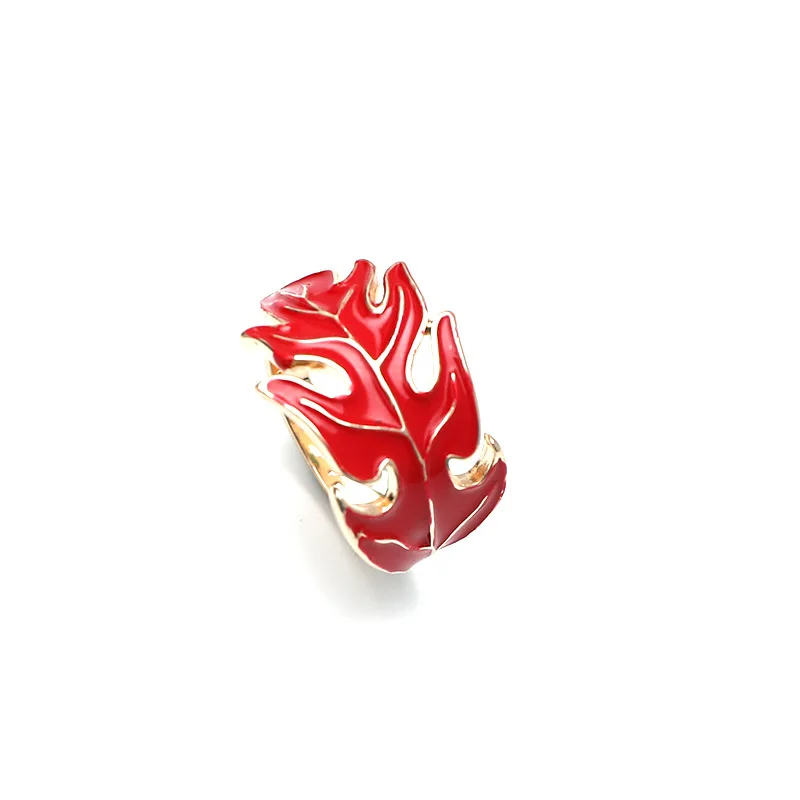 

Ins Red Acid Blue Enamel Leaf Leaves Knuckle Finger Band Rings Korean Fashion Women Party Jewelry