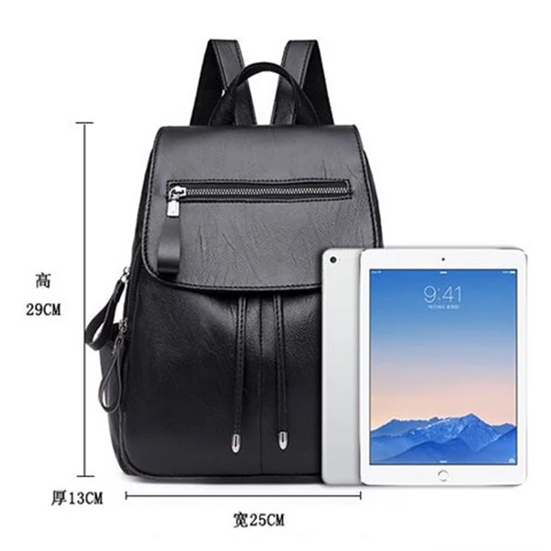 Маленький женский рюкзак из мягкой искусственной кожи черная повседневная