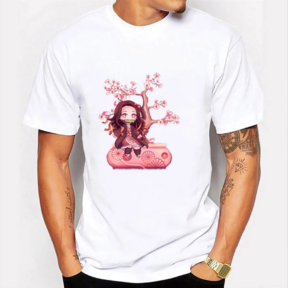 

Demon Slayer Tshirts Nezuko Kamado Men T Shirt Kimetsu No Yaiba Summer Homme Vintage T Shirts Short Sleeve Tees Round Neck Tops