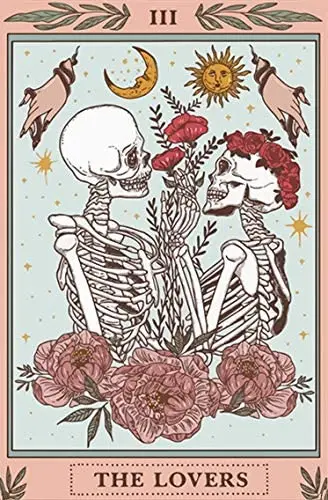 

Skull Tapestry The Kissing Lovers Tarot Tapestry Halloween Tin Sign Cafe bar Home Wall Art Decoration Retro Metal Tin Sign 8x12