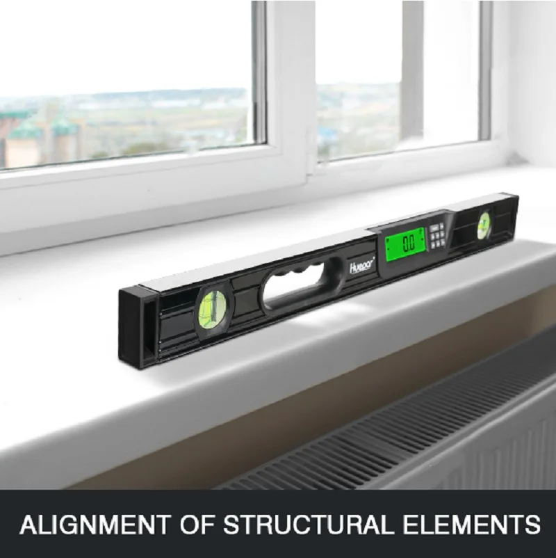 

Huepar Digital Display level Inclinometer 610mm Electronic 360°Protractor Angle Finder With Magnets Edges Bubble Level Test Tool