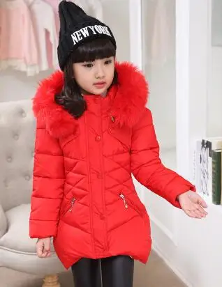 

2021 Girls Winter Warm Faux Fur jackets Long Cotton Coat Girls Christmas Hooded School Cute Outerwear Girl Winter Jacket Parkas