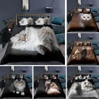Набор постельного белья с 3D рисунком кота, пододеяльник, забавный одеяло с изображением животных, наволочка, размер 240*220 см