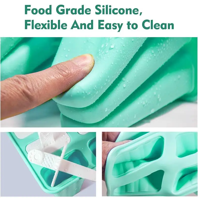 

4/6 Hole Ice Cream Molds Reusable Easy Release Silicone Ice Lolly Stick Mould Trays For DIY Pudding Yogurt Fruit Jelly