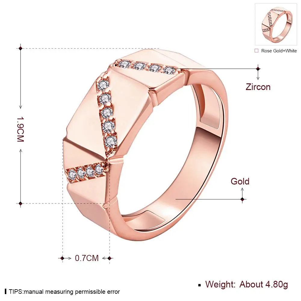 

Fashion Elegant Rose Gold Plated Ring for Women Noble Geometry Style with Shiny Zicnoia Party Luxury Jewelry Gift KZCR148