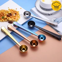 multifunction stainless steel coffee scoops clip tea coffee measuring cup coffeeware tools kitchen gold accessories cafe scoops