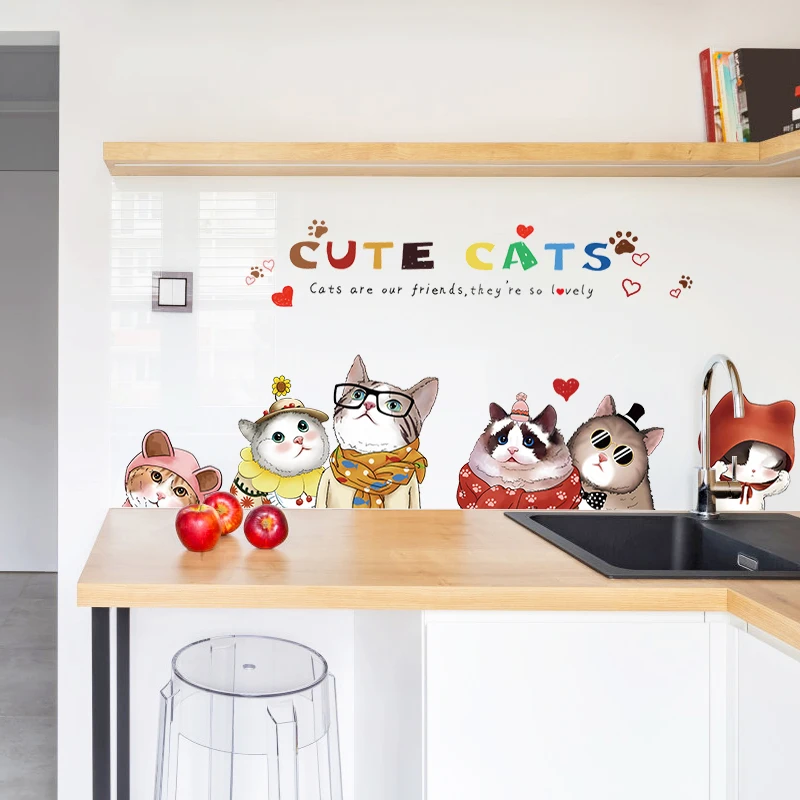 

Colorful Cat Wall Stickers Modern Fashion Wall Sticker For Kids Room Living Room Home Decor Diy Pvc Home Decoration Accessories