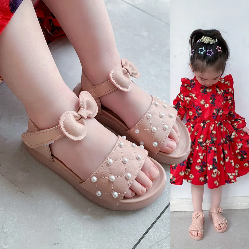 

Girls' Sandal Summer New Korean Version Children Soft Soled Bow Princess Shoes Baby Versatile Non-slip Beach Shoes