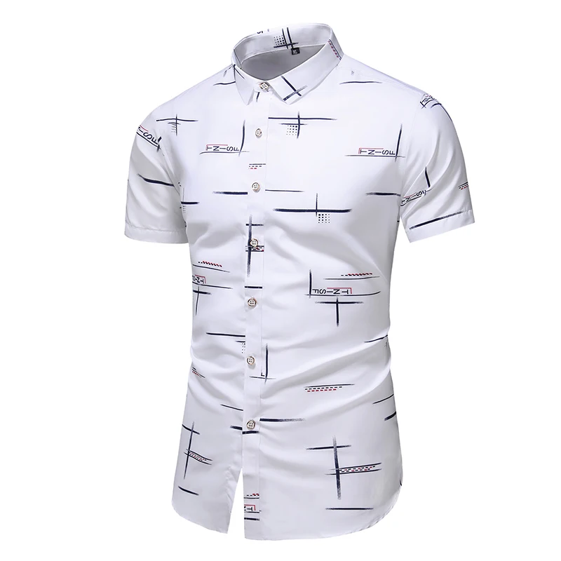 

Short Sleeve Casual Shirt Men's Print Beach Blouse 2021 Summer Clothing Plus Asian Size M-XXXL 4XL 5XL
