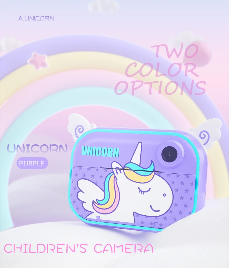 

Kids Instant Camera For Children Print Camera HD Digital Camera For Kids Unicorn Photo Camera Toy Birthday Gift For Girl Boy