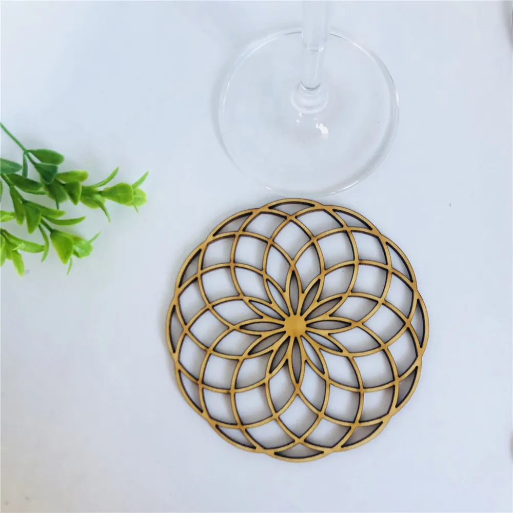 Лазерная вырезка деревянный знак цветок жизни украшения персонализированная