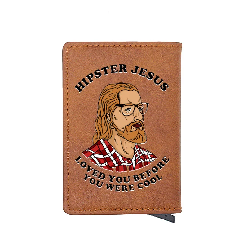 

Hipster Jesus Fashion Black Digital Printing Leather Mini Card Holder Wallet Cool Men Women Short Money Clip Gift